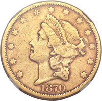 Liberty Double Eagles, 1870-CC $20 XF40 NGC....