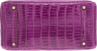 Luxury Accessories:Bags, Hermes Extremely Rare 35cm Shiny Violet Porosus Crocodile BirkinBag with Gold Hardware. ...