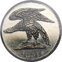 Hard Times Tokens, 1837 3C Feuchtwanger Three Cent, Eagle SP65 PCGS. CAC. Low-119,HT-265A, High R.7....