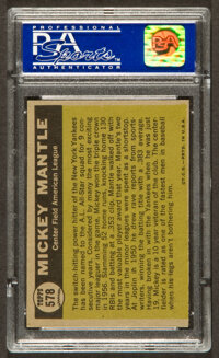 Baseball Cards:Singles (1960-1969), 1961 Topps Mickey Mantle All Star #578 PSA EX-MT 6....