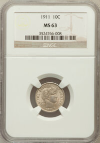 Barber Dimes: , 1911 10C MS63 NGC. NGC Census: (175/422). PCGS Population(217/490). Mintage: 18,870,544. Numismedia Wsl. Price forproblem...
