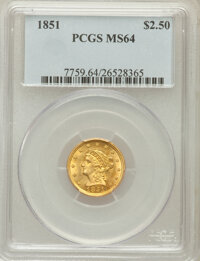 Liberty Quarter Eagles, 1851 $2 1/2 MS64 PCGS....