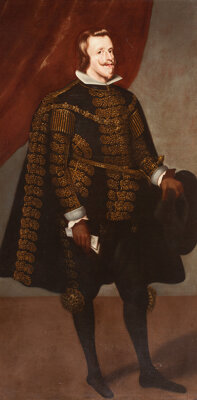 Fine Art - Painting, European:Antique  (Pre 1900), MONOGRAMMIST WS (Early 20th Century), After DIEGO VEL&Atilde;�ZQUEZ(Spanish, 1599-1660). Philip IV, King of Spain. Oil oncanva...