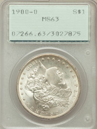 Morgan Dollars, (7)1900-O $1 MS63 PCGS; 1902-O $1 MS63 PCGS.... (Total: 8 coins)