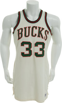 Basketball Collectibles:Uniforms, 1969-71 Lew Alcindor Game Worn Milwaukee Bucks Jersey, MEARSA10....