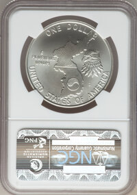 Modern Issues: , 1991-D $1 Korean War Silver Dollar MS70 NGC. NGC Census: (273).PCGS Population (172). Mintage: 213,049. Numismedia Wsl. Pr...