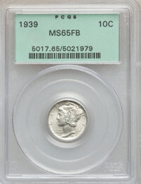 Mercury Dimes: , 1939 10C MS65 Full Bands PCGS. PCGS Population (324/413). NGCCensus: (66/131). Mintage: 67,749,320. Numismedia Wsl. Price ...