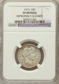 Barber Quarters: , 1913 25C -- Improperly Cleaned -- NGC Details. XF. NGC Census:(4/89). PCGS Population (10/169). Mintage: 484,613. Numismed...
