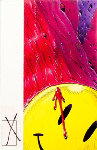 Original Comic Art:Miscellaneous, John Higgins Watchmen #1 "Blooded Smiley Face/DoomsdayClock" Cover Color Guide Original Art (DC, 1986)....