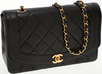 Luxury Accessories:Bags, Chanel Black Lambskin Leather Medium Single Flap Bag with GoldHardware. ...