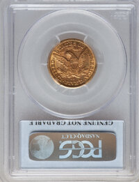 Liberty Half Eagles, 1880-CC $5 -- Scratch -- PCGS Genuine. Unc. Variety 1-A....