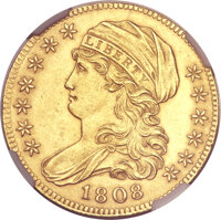 Early Half Eagles, 1808 $5 -- Improperly Cleaned -- NGC Details. Unc. BD-3, R.4....