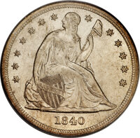 Seated Dollars, 1840 $1 AU58 PCGS....