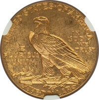 Indian Half Eagles: , 1915 $5 MS62+ NGC. NGC Census: (1724/1181). PCGS Population(1305/1316). Mintage: 588,075. Numismedia Wsl. Price for proble...