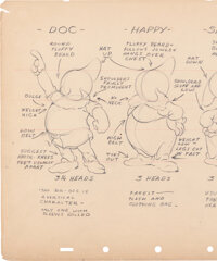 animation art:Model Sheet, Snow White and the Seven Dwarfs Character Model Sheet (WaltDisney, 1937)....