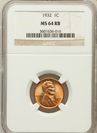 Lincoln Cents: , 1932 1C MS64 Red and Brown NGC. NGC Census: (53/39). PCGSPopulation (69/45). Mintage: 9,062,000. Numismedia Wsl. Pricefor...