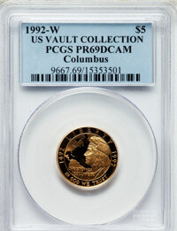Modern Issues, 1992-W G$5 Columbus Gold Five Dollar PR69 Deep Cameo PCGS. Ex: USVault Collection. PCGS Population (3026/357). NGC Census...