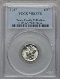 Mercury Dimes: , 1937 10C MS66 Full Bands PCGS. Ex: Teich Family Collection. PCGSPopulation (1934/771). NGC Census: (866/501). Mintage: 56,...