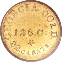 Territorial Gold, (1837-42) $5 C. Bechtler Five Dollar, Colons Obverse AU55 PCGS.K-21, R.7....
