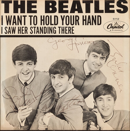 Music Memorabilia:Autographs and Signed Items, Beatles Signed "I Want to Hold Your Hand" 45 Picture Sleeve(Capitol 5112, 1964). ... Image #1