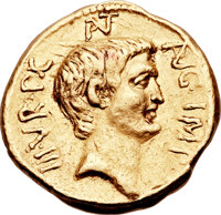 Ancients:Roman Republic, Ancients: Marc Antony as Triumvir (43-31 BC). AV aureus (21mm, 8.06gm, 4h).&nbsp;...