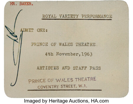 Music Memorabilia:Autographs and Signed Items, Beatles Signed Admission Ticket For Historic Royal VarietyPerformance, November 1963.... Image #1