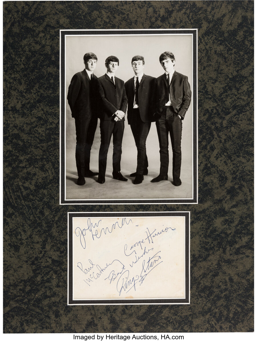 Music Memorabilia:Autographs and Signed Items, Beatles Early Signatures On A Star-Club Promo Photo in MattedDisplay (Shrewsbury, December 14, 1962)....