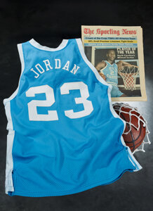 1982-83 Michael Jordan Game Worn University of North Carolina Tar Heels Jersey from First 'NCAA Player of the Year' Season—Photo Matched to The Sporting News Cover!