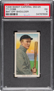 1909-11 T206 Sweet Caporal 350/25 Ty Cobb (Bat Off Shoulder) PSA EX 5 - Pop One, None Higher for Brand/Series/Factory