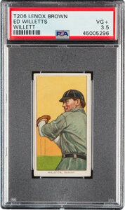 1909-11 T206 Lenox-Brown Ed Willett (sic Willetts-Pitching) PSA VG+ 3.5 - Only Three PSA-Graded Examples