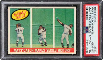 1959 Topps 'Mays' Catch Makes Series History' #464 PSA Gem Mint 10 - Pop One