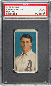 1909-11 T206 Drum Harry Krause (Portrait) PSA Good 2 - The Only PSA-Graded Example