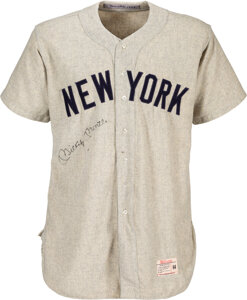 1958 Mickey Mantle Game Worn & Signed New York Yankees Jersey, MEARS A7