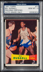 Signed 1957 Topps Bill Russell #77 PSA/DNA Gem Mint 10