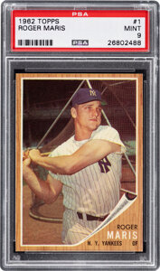 1962 Topps Roger Maris #1 PSA Mint 9 - Pop Six, None Higher