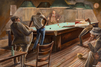 Ernie Barnes Pool Hall, circa 1970