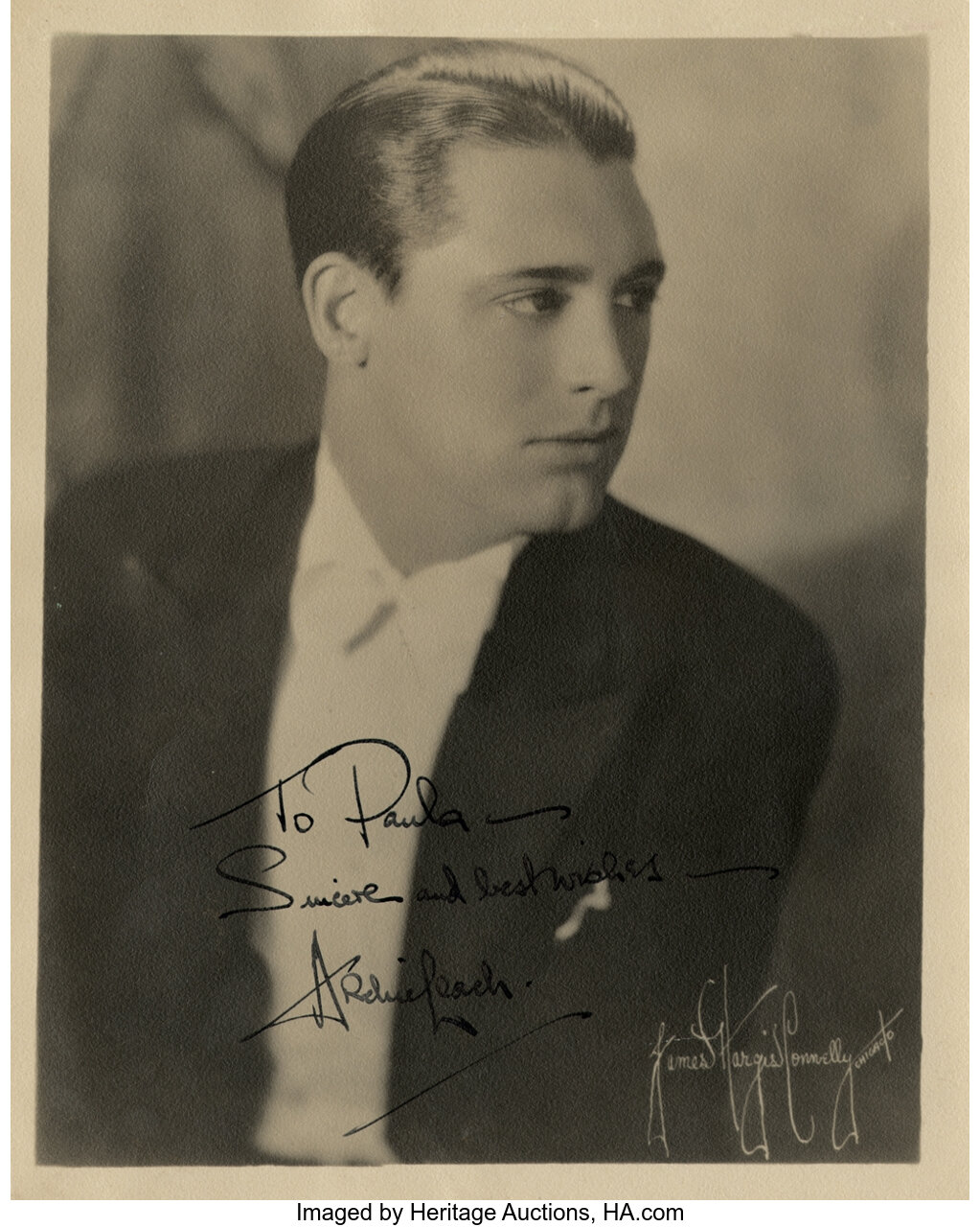 Cary Grant rare pre-stardom photograph signed as 