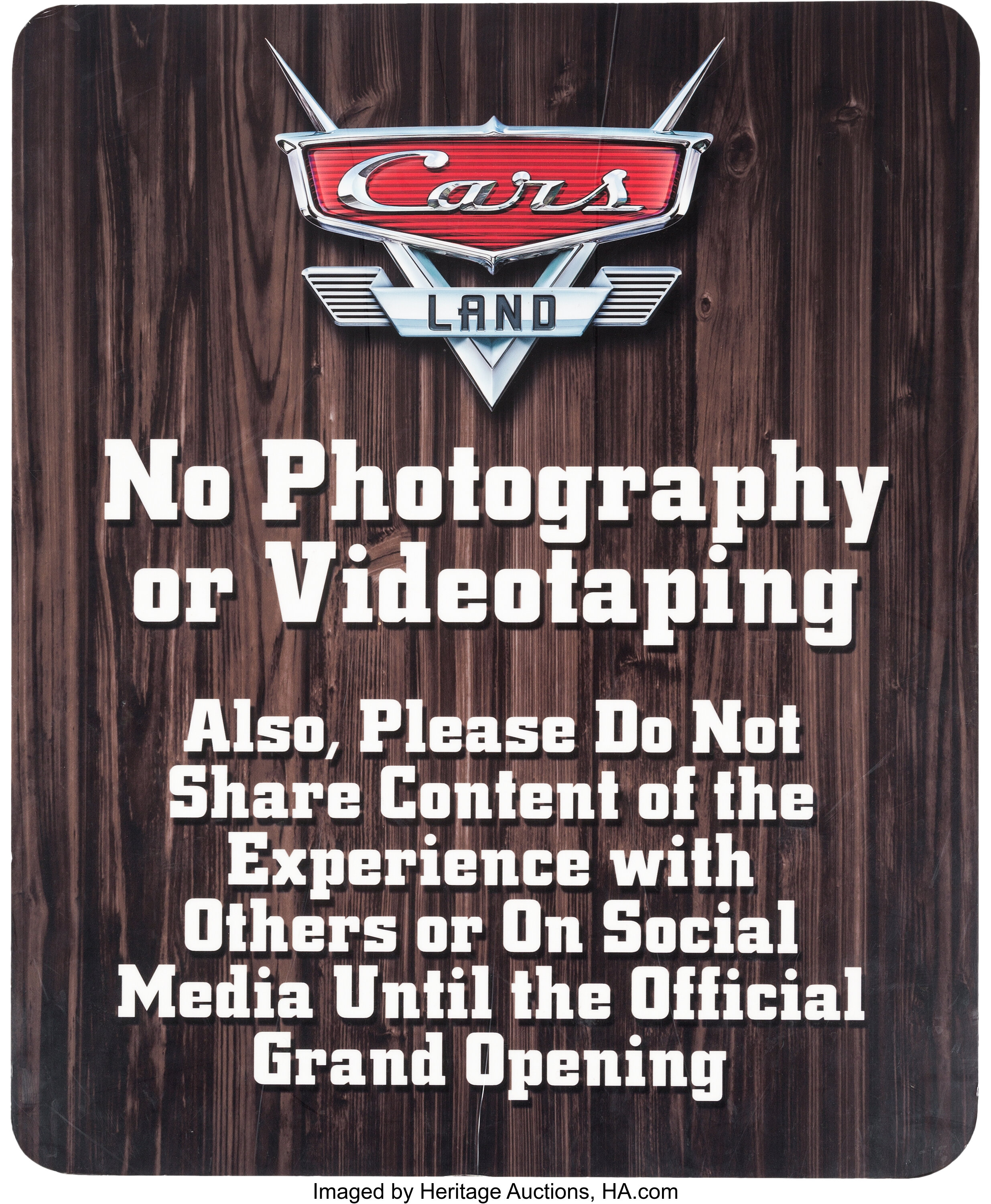 California Adventure - Cars Land Pre-Opening Preview Event Sign | Lot ...