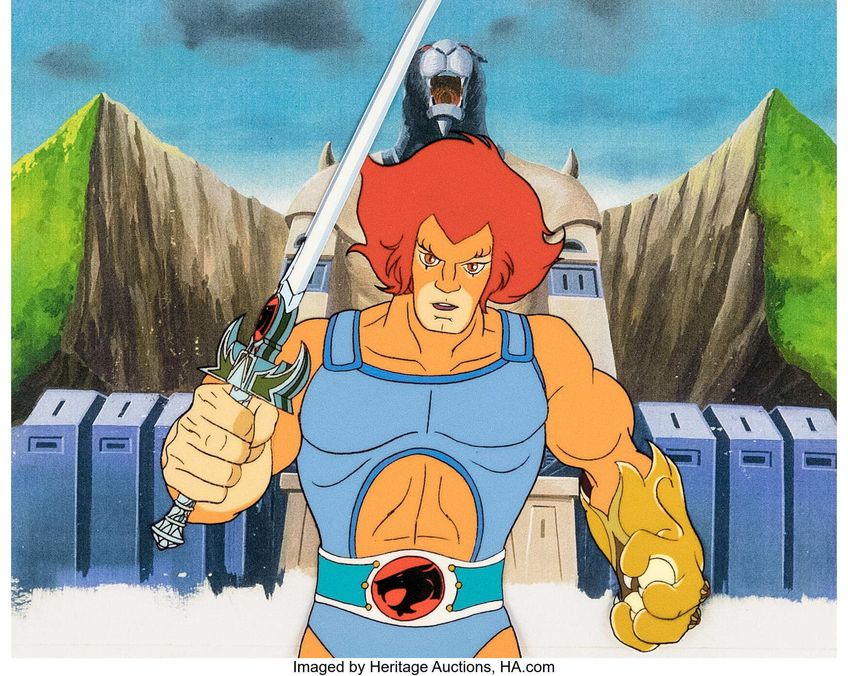 ThunderCats Lion-O Production Cel A25/A28, Printed Background