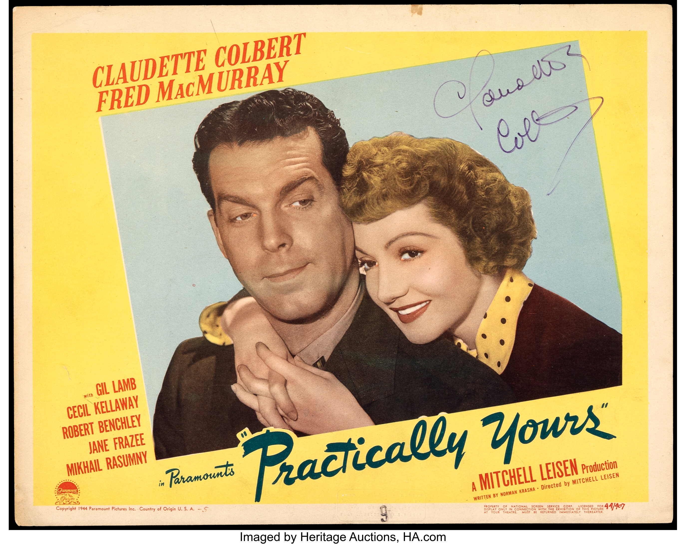 Practically Yours (Paramount, 1944). Fine/Very Fine. Autographed | Lot ...