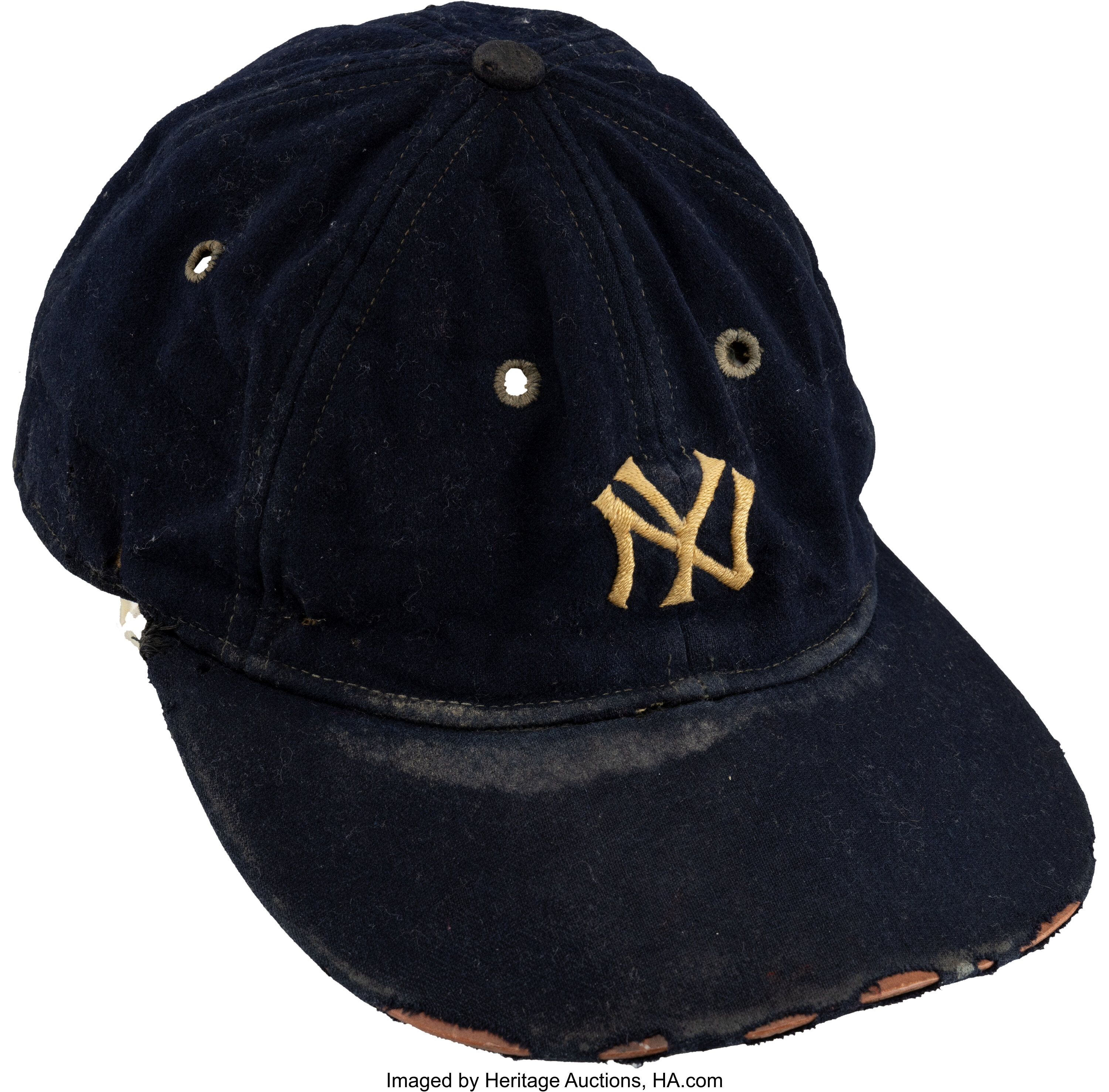 Early 1930's Babe Ruth Game Worn New York Yankees Cap, MEARS | Lot ...