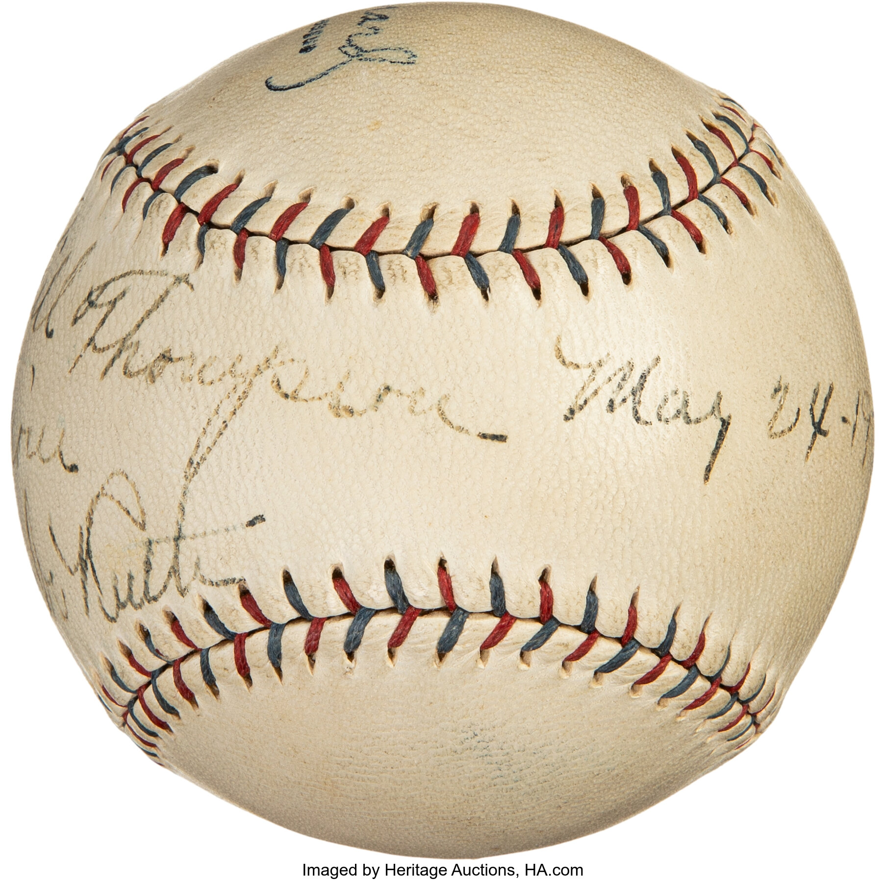 1930 Babe Ruth Single Signed Baseball with Home Run Attribution to ...