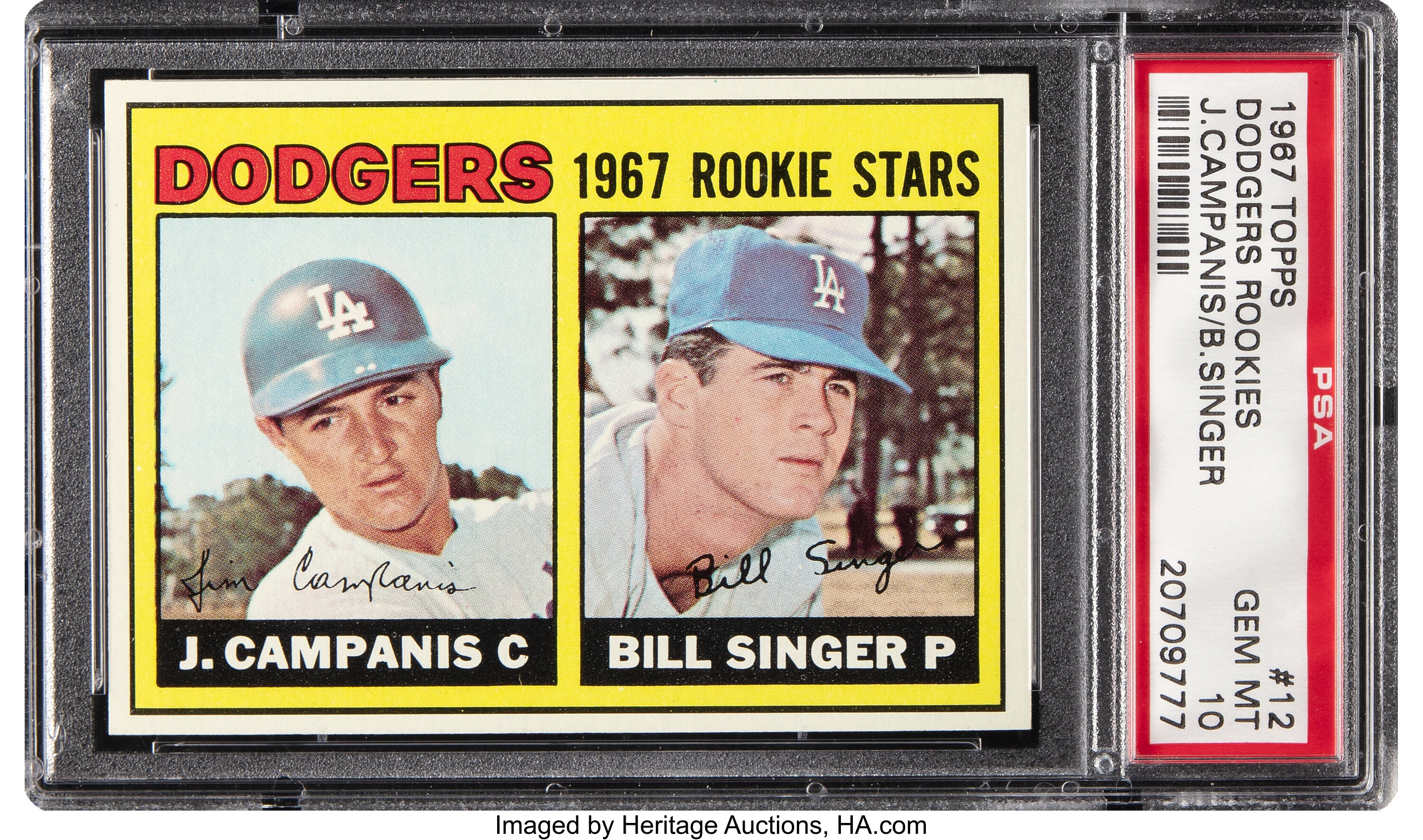 1967 Topps Dodgers Rookies - Jim Campanis & Bill Singer #12 PSA Gem ...