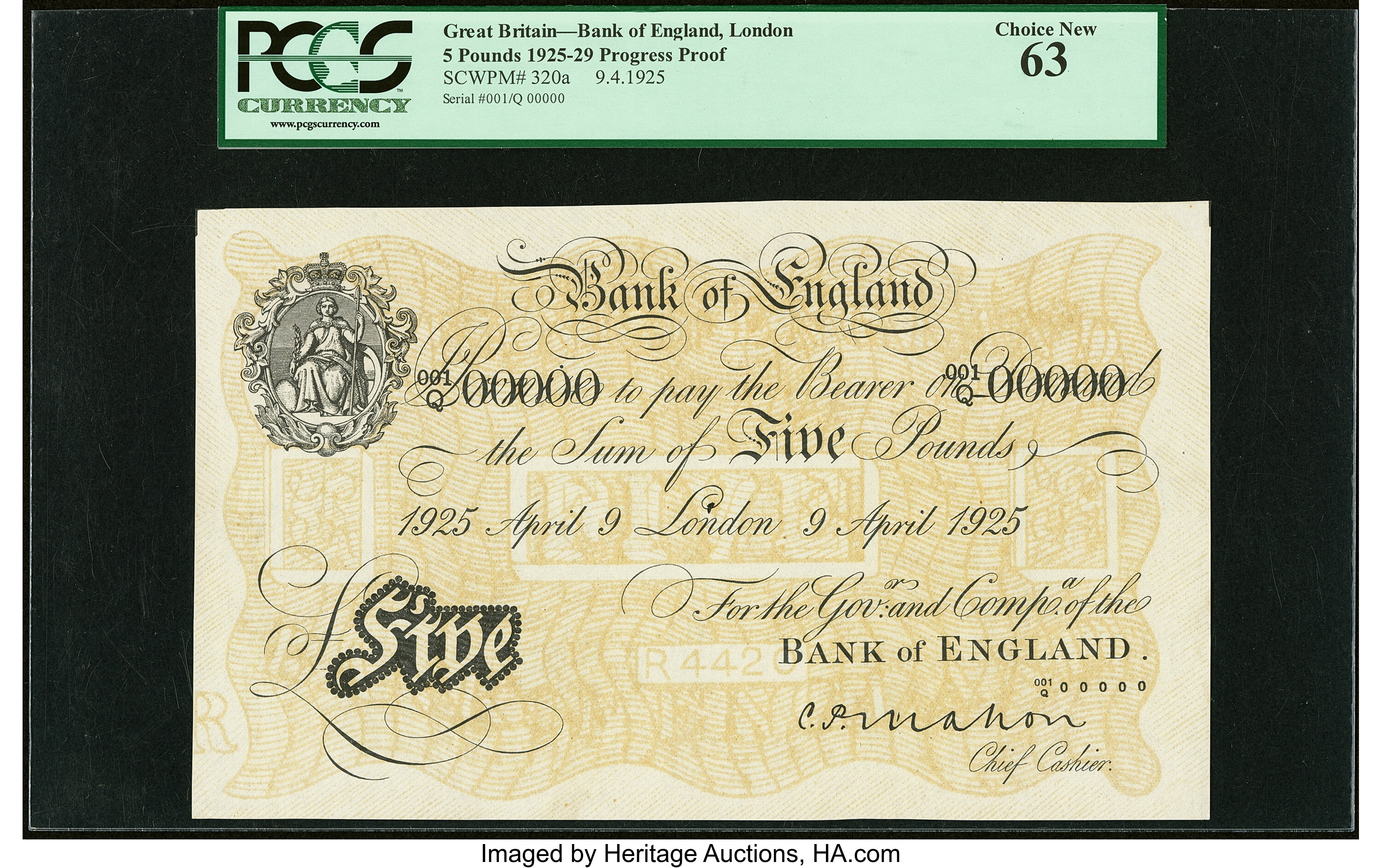 Great Britain Bank of England, London 5 Pounds 9.4.1925 Pick 320a | Lot ...