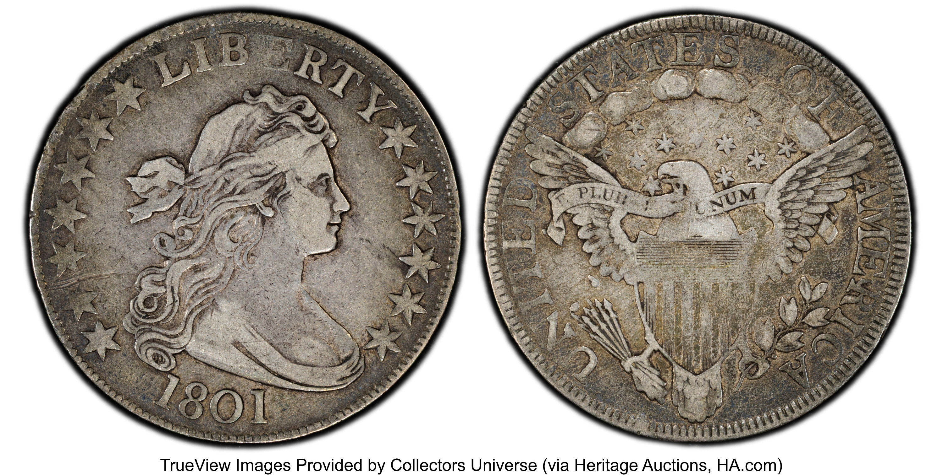 1801 50C O-101, T-2, R.2, VF30 PCGS. This is a bluish-gray 1801 | Lot ...