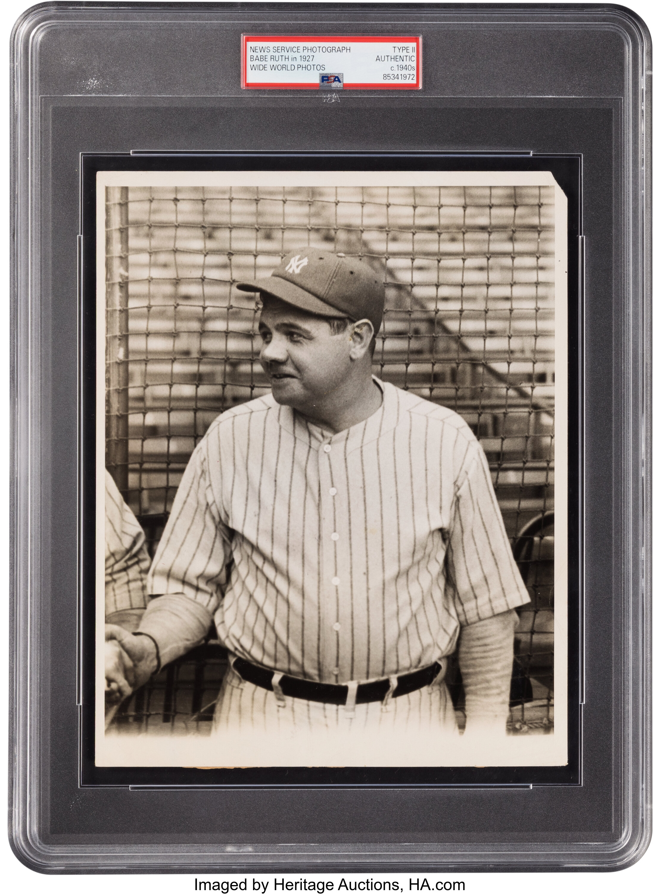 1927 Babe Ruth Original News Service Photograph, PSA/DNA Type II. | Lot ...