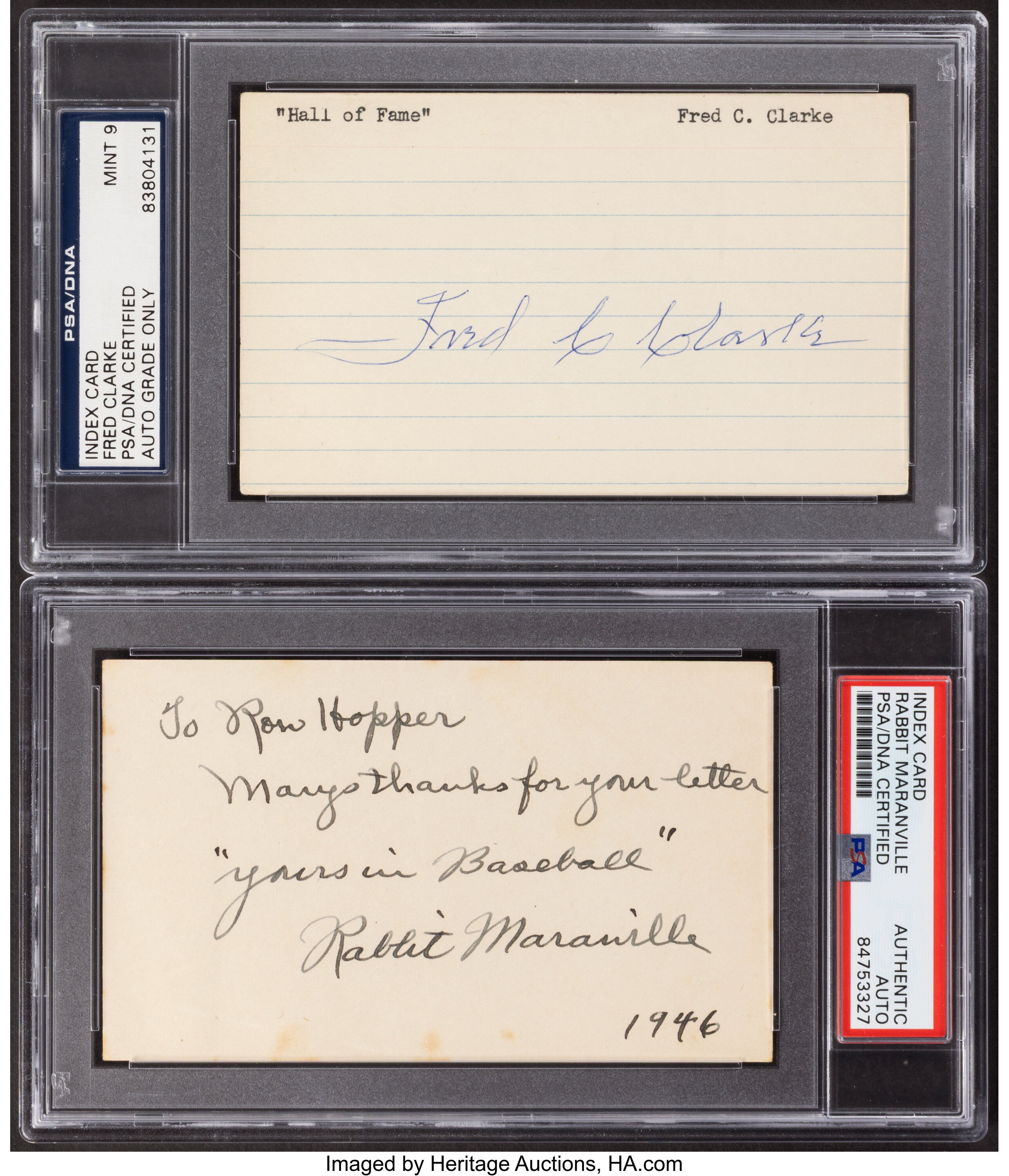 1940's Hall of Famers Signed Index Cards Lot of 5.... Baseball | Lot ...