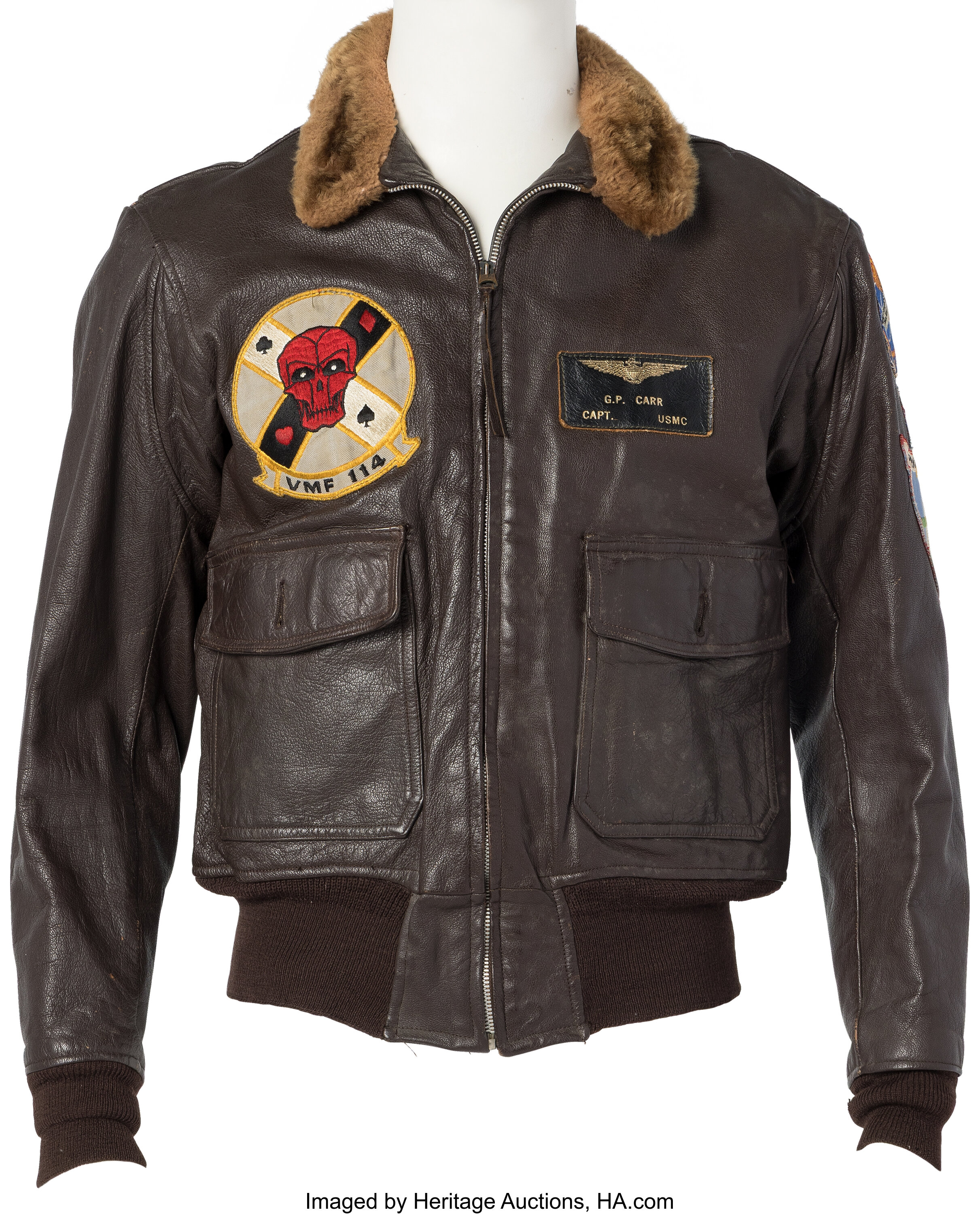 Jerry Carr's U.S. Marine Corps G-1 Flight Jacket (VMF-114), Worn as ...