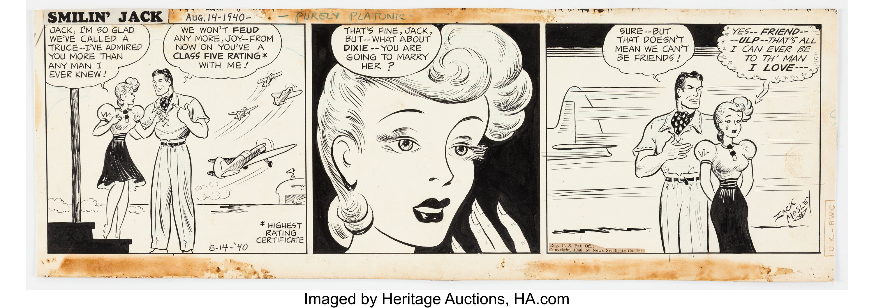 Zack Mosley Smilin' Jack Daily Comic Strip Original Art dated