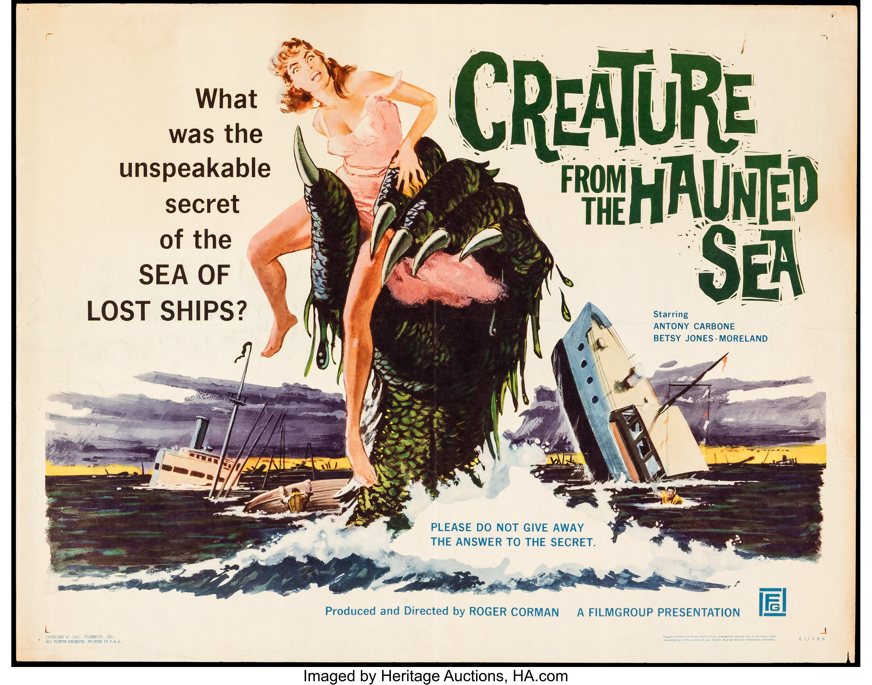 Creature from the Haunted Sea (Film Group, Inc., 1961). Folded, | Lot ...